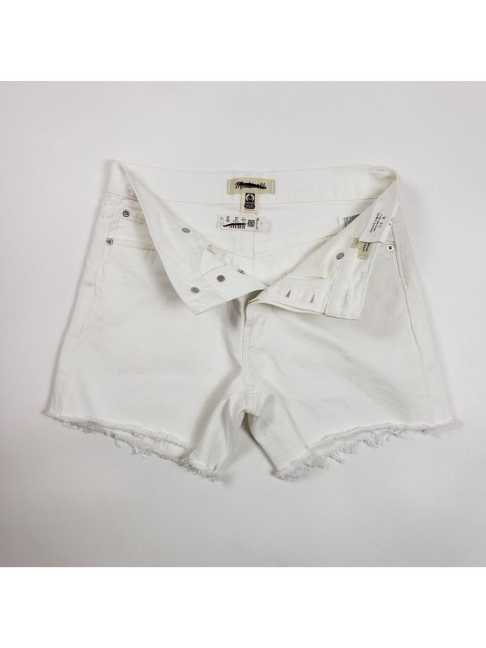 Madewell The Brynn Long Short Women’s 23 Pure White Rigid Denim Raw Hem NWT - Picture 6 of 16